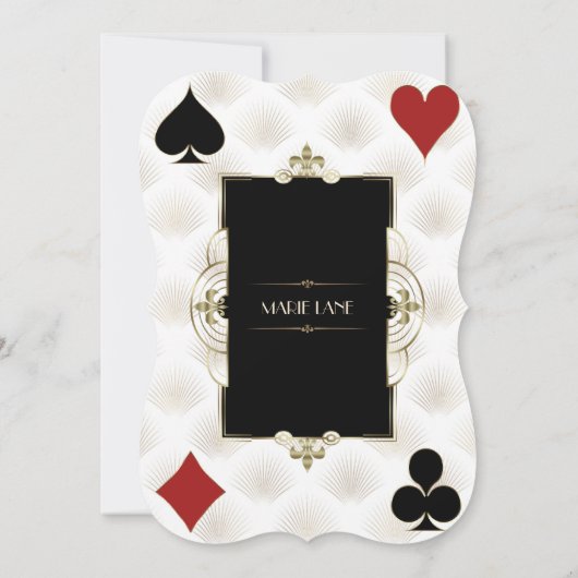 Glam Art Deco Casino Royale Poker Birthday Kaart (Achterkant)