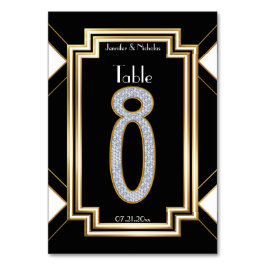 Glam Art Deco Diamant Trouwtafel Nummer Acht Kaart