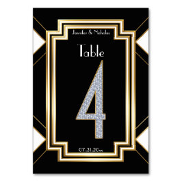 Glam Art Deco Diamant Trouwtafel Nummer Vier Kaart
