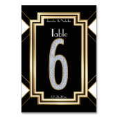 Glam Art Deco Diamant Trouwtafel Nummer Zes Kaart (Voorkant)