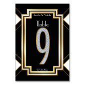 Glam Art Deco Diamond Trouwtafel Nummer Negen Kaart (Achterkant)