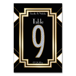 Glam Art Deco Diamond Trouwtafel Nummer Negen Kaart