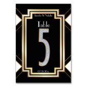 Glam Art Deco Diamond Trouwtafel nummer vijf Kaart (Achterkant)