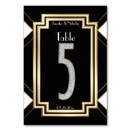 Glam Art Deco Diamond Trouwtafel nummer vijf Kaart