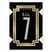 Glam Art Deco Diamond Trouwtafel Nummer Zeven Kaart (Voorkant)