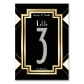 Glam Art Deco Diamonds Trouwtafel nummer drie Kaart (Voorkant)