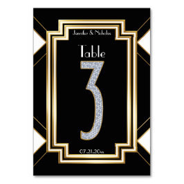 Glam Art Deco Diamonds Trouwtafel nummer drie Kaart