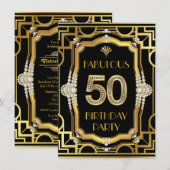Glam Art Deco Fabulous 50 verjaardagsfeestje Kaart (Voorkant / Achterkant)