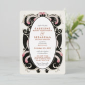 Glam Art Deco Gatsby Monogram Wedding Gold Folie Uitnodiging (Staand Voorkant)