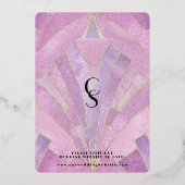 Glam Art Deco Gatsby Monogram Wedding Gold Folie Uitnodiging (Achterkant)