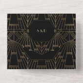 Glam Art Deco Great Gatsby 20s Wedding All In One Uitnodiging (Achterkant)