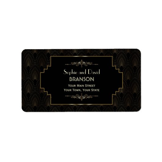 Glam Art Deco Great Gatsby Bruiloft Etiket (Voorkant)