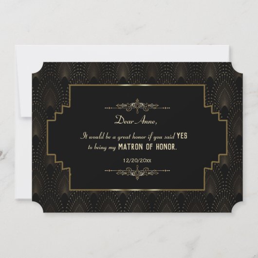 Glam Art Deco Great Gatsby Getuige van de bruid Kaart (Achterkant)