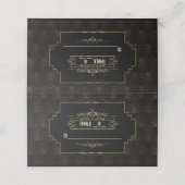 Glam Art Deco Great Gatsby Wedding Table Number Plaatskaartje (Buitenkant ongevouwen)
