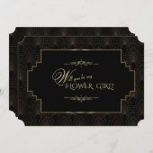 Glam Art Deco Great Gatsby Wees Mijn Bloemenmeisje Kaart (Voorkant / Achterkant)