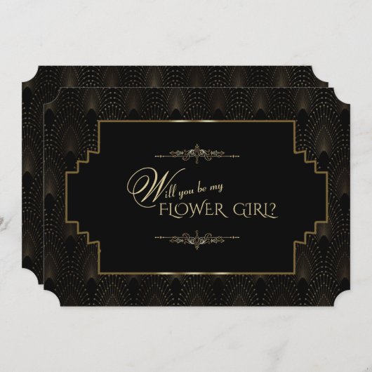 Glam Art Deco Great Gatsby Wees Mijn Bloemenmeisje Kaart (Voorkant / Achterkant)