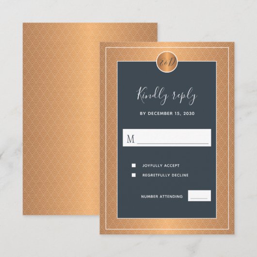 Glam Art Deco klassieker-bruinbruinbruin RSVP Kaartje (Voorkant / Achterkant)