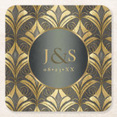 Glam Art Deco Patroon Bruiloft ID1033 Kartonnen Onderzetters (Voorkant)