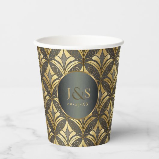 Glam Art Deco Patroon Bruiloft ID1033 Papieren Bekers (Voorkant)
