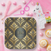 Glam Art Deco Patroon Bruiloft ID1033 Papieren Bordje (Feest)