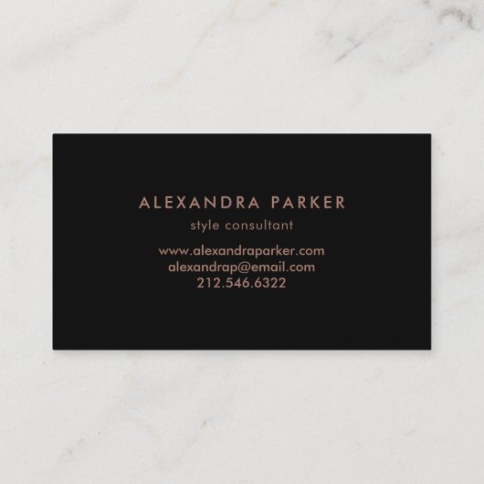 Glam Art Deco Pattern | Faux Roos Gold op zwart Visitekaartje (Achterkant)