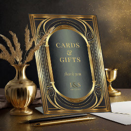Glam Art Deco trouwkaarten geschenken ID1033 Reclamebord Met Voetstuk