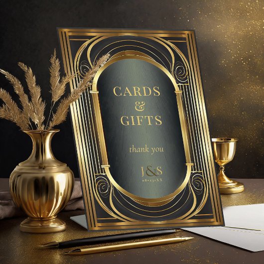 Glam Art Deco trouwkaarten geschenken ID1033 Reclamebord Met Voetstuk