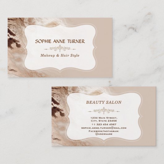 Glam Aurum Marmer Geometrische Vorm Make-up Arties Visitekaartje (Voorkant / Achterkant)