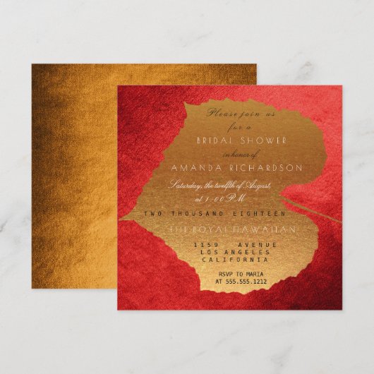 Glam Autumn Herfst Red Golden Leaves Vrijgezellenf Kaart (Voorkant / Achterkant)