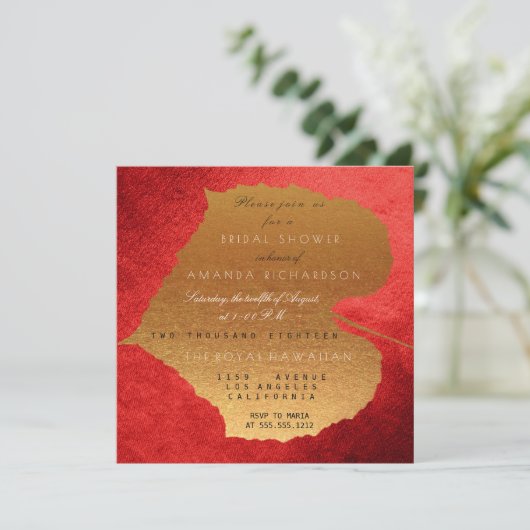 Glam Autumn Herfst Red Golden Leaves Vrijgezellenf Kaart (Staand voorkant)