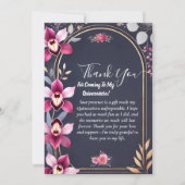 Glam Ball Gown Spark Dark Navy Blue Quinceanera Bedankkaart (Voorkant)