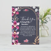 Glam Ball Gown Spark Dark Navy Blue Quinceanera Bedankkaart (Staand voorkant)