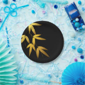 Glam Bamboe leveert goudolie | zwart Papieren Bordje (Feest)