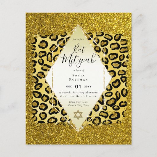 Glam BAR MITZWAH Meisjesachtig GOUD Glitters Diere (Voorkant)