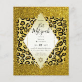 Glam BAT MITZVAH Girly GOLD Glitter Animal Print (Voorkant)