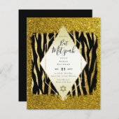 Glam BAT MITZVAH Girly GOLD Glitter Animal Print (Voorkant / Achterkant)