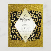 Glam BAT MITZVAH Girly GOLD Glitter Animal Print (Voorkant)