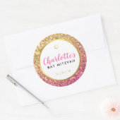GLAM BAT MITZVAH moderne luxe roze gouden glitter Ronde Sticker (Envelop)