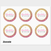 GLAM BAT MITZVAH moderne luxe roze gouden glitter Ronde Sticker (Vel)