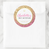 GLAM BAT MITZVAH moderne luxe roze gouden glitter Ronde Sticker (Tas)