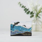 *~* Glam Beach Dolphins Gold Glitter Black Blauwgr Visitekaartje (Staand voorkant)