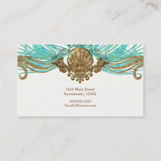 Glam Beach Elegant Custom Gold & Blauwgroen Zee Sh Visitekaartje (Achterkant)