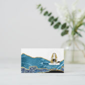 *~* Glam Beach Moon Goddess Blauwgroen Glitter Visitekaartje (Staand voorkant)