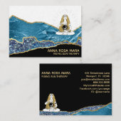 *~* Glam Beach Moon Goddess Gold Glitter Blauwgroe Visitekaartje (Voorkant / Achterkant)