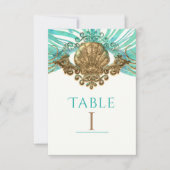 Glam Beach Table Number Card voor Gold en Blauwgro Kaart (Voorkant)