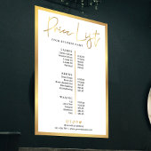 Glam Beauty Lashes Faux Gold Price List Poster