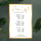 Glam Beauty Lashes Faux Gold Price List Poster