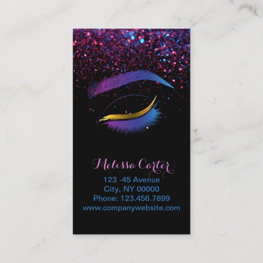 Glam Beauty Salon Make-up Artiest Lash Extensions Visitekaartje (Achterkant)