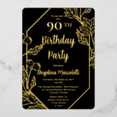 Glam Berries | Lijst 90e verjaardag verlaten Folie Uitnodiging (Voorkant)