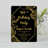 Glam Berries | Lijst 90e verjaardag verlaten Folie Uitnodiging (Staand Voorkant)